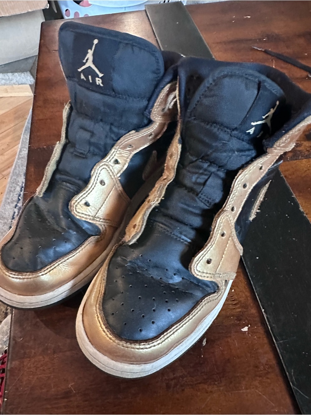 Jordan Men's High-Top Sneakers in Black and Metallic Gold